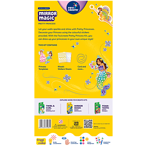 Fevicreate Stick-n-Create Mirror Magic Pretty Princess Kit For 3+ Yrs, 1 pc Sparkly Stickers, Travel Friendly