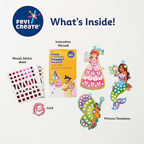 Fevicreate Stick-n-Create Mirror Magic Pretty Princess Kit For 3+ Yrs, 1 pc Sparkly Stickers, Travel Friendly