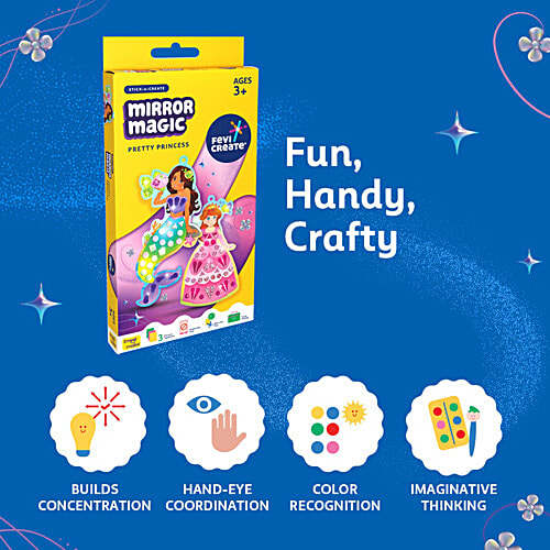 Fevicreate Stick-n-Create Mirror Magic Pretty Princess Kit For 3+ Yrs, 1 pc Sparkly Stickers, Travel Friendly
