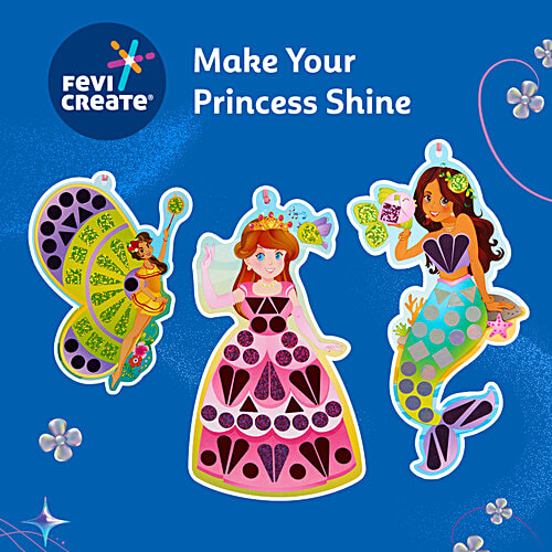 Fevicreate Stick-n-Create Mirror Magic Pretty Princess Kit For 3+ Yrs, 1 pc Sparkly Stickers, Travel Friendly