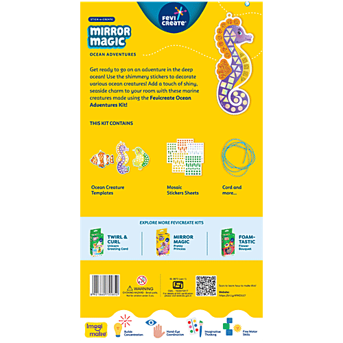 Fevicreate Stick-n-Create Mirror Magic Ocean Adventures Kit For 3+ Yrs, 1 pc Sparkly Stickers, Travel Friendly