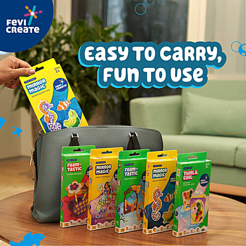 Fevicreate Stick-n-Create Mirror Magic Ocean Adventures Kit For 3+ Yrs, 1 pc Sparkly Stickers, Travel Friendly