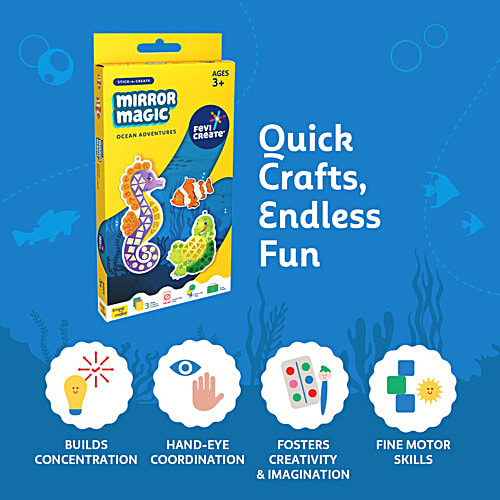 Fevicreate Stick-n-Create Mirror Magic Ocean Adventures Kit For 3+ Yrs, 1 pc Sparkly Stickers, Travel Friendly