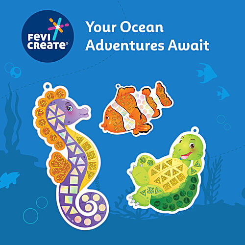 Fevicreate Stick-n-Create Mirror Magic Ocean Adventures Kit For 3+ Yrs, 1 pc Sparkly Stickers, Travel Friendly