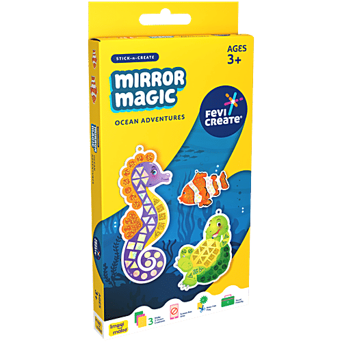 Fevicreate Stick-n-Create Mirror Magic Ocean Adventures Kit For 3+ Yrs, 1 pc Sparkly Stickers, Travel Friendly
