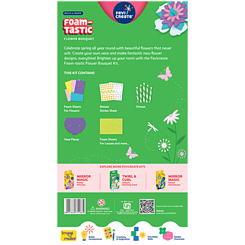 Fevicreate Build-n-Create Foam-Tastic Flower Bouquet Kit For 5+ Yrs, 1 pc Foam Flower Craft, Travel Friendly