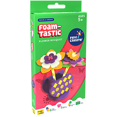 Fevicreate Build-n-Create Foam-Tastic Flower Bouquet Kit For 5+ Yrs, 1 pc Foam Flower Craft, Travel Friendly