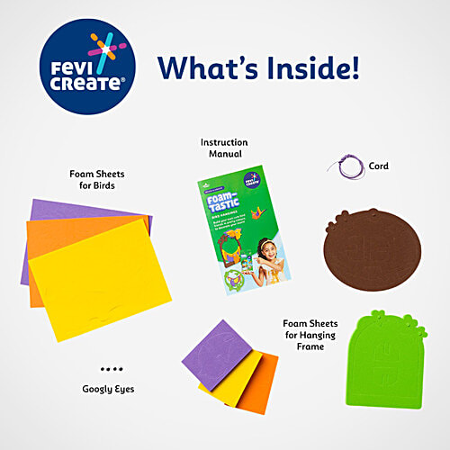 Fevicreate Build-n-Create Foam-Tastic Bird Hangings Kit For 5+ Years, 1 pc Foam Bird Craft, Travel Friendly