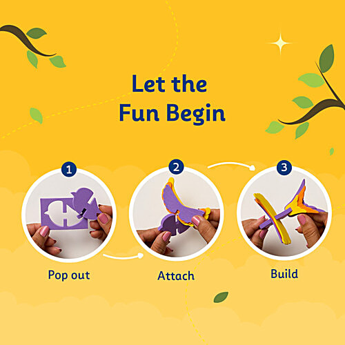 Fevicreate Build-n-Create Foam-Tastic Bird Hangings Kit For 5+ Years, 1 pc Foam Bird Craft, Travel Friendly