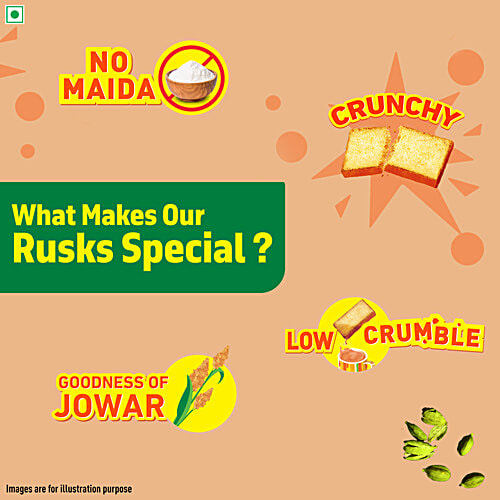 Tata Soulfull No Maida Elaichi Rusk, 250 g  16% Jowar, Crunchy
