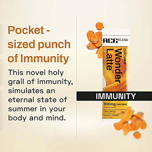 Ace Blend Curcumin Wonder Latte - For Immunity, 35 g (5 Sachets x 7 g) 500 mg Curcumin per Serving, All Natural, No Added Sugar, Dairy & Gluten Free