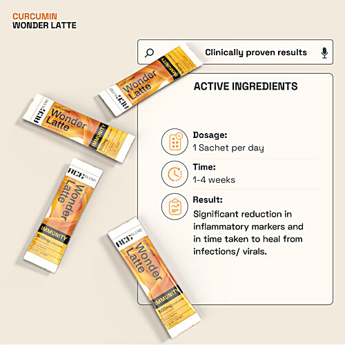 Ace Blend Curcumin Wonder Latte - For Immunity, 35 g (5 Sachets x 7 g) 500 mg Curcumin per Serving, All Natural, No Added Sugar, Dairy & Gluten Free