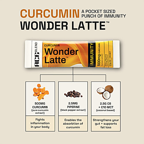Ace Blend Curcumin Wonder Latte - For Immunity, 35 g (5 Sachets x 7 g) 500 mg Curcumin per Serving, All Natural, No Added Sugar, Dairy & Gluten Free