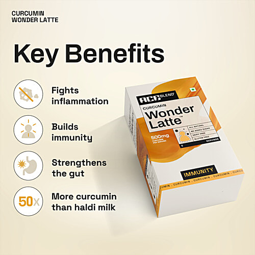 Ace Blend Curcumin Wonder Latte - For Immunity, 35 g (5 Sachets x 7 g) 500 mg Curcumin per Serving, All Natural, No Added Sugar, Dairy & Gluten Free