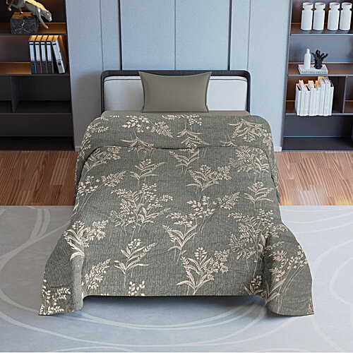 Sarangi Creations Single Comforter Microfibre - Floral Design, Grey, 1 pc