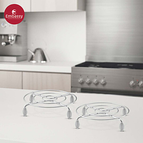 Embassy Stainless Steel Heat-Resistant Trivet/Table Rings, 2 pcs  