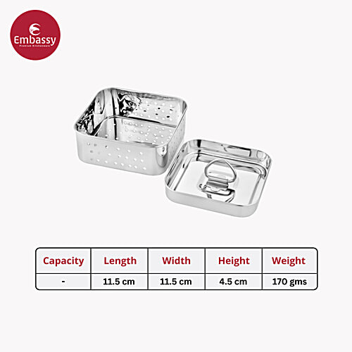 Embassy Stainless Steel Paneer Mould/Maker/Press - Square, 11.5 cm, 1 pc