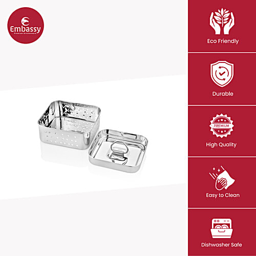 Embassy Stainless Steel Paneer Mould/Maker/Press - Square, 11.5 cm, 1 pc