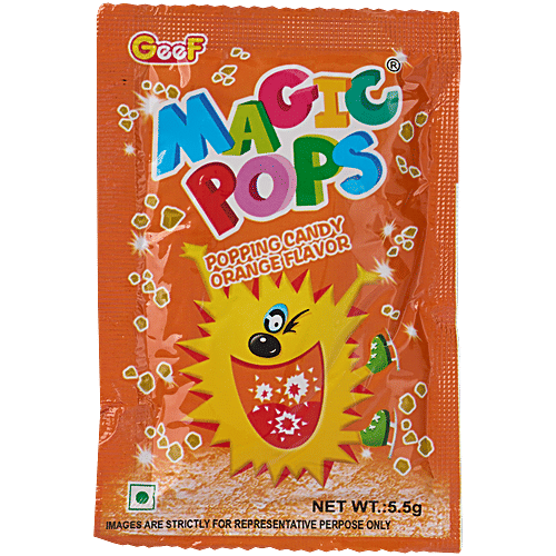 Geef Magic Pops Orange Flavor Popping Candy, 5.5 g