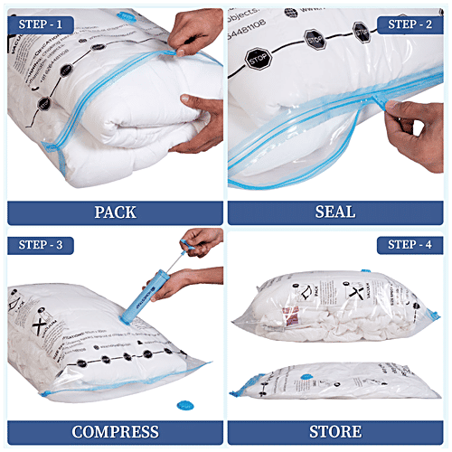 Homestrap Vacuum Storage Bags, 5 pcs (Get Free Vacuum Pump) Double Zipper, Reusable