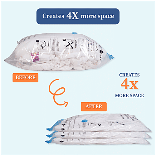 Homestrap Vacuum Storage Bags, 5 pcs (Get Free Vacuum Pump) Double Zipper, Reusable