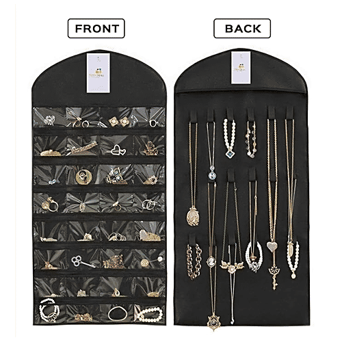 Homestrap Hanging Non-Woven Double Sided Jewellery Organiser - Black, 1 pc