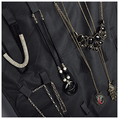 Homestrap Hanging Non-Woven Double Sided Jewellery Organiser - Black, 1 pc