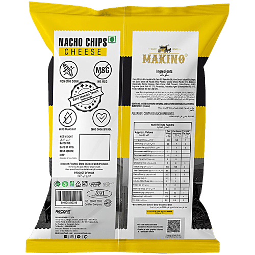 Makino Cheese Nacho Chips, 37 g Gluten Free, 40% Less Fat than Regular Potato Chips