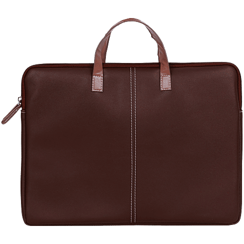 T-Travel Leatherette Laptop Sleeve Bag With Handle, Brown, 2.8 L