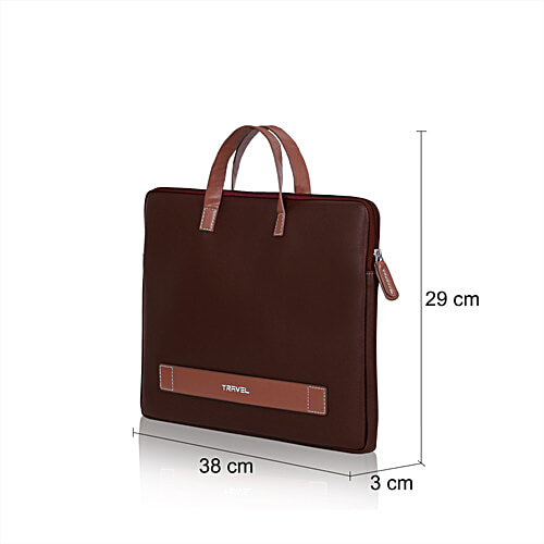 T-Travel Leatherette Laptop Sleeve Bag With Handle, Brown, 2.8 L