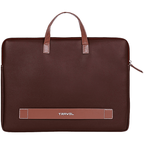 T-Travel Leatherette Laptop Sleeve Bag With Handle, Brown, 2.8 L