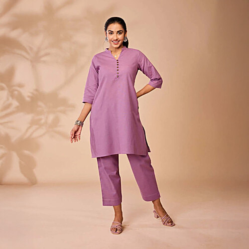 Daali Lavender Regular Fit Kurta, 1 Set (Size - L) 