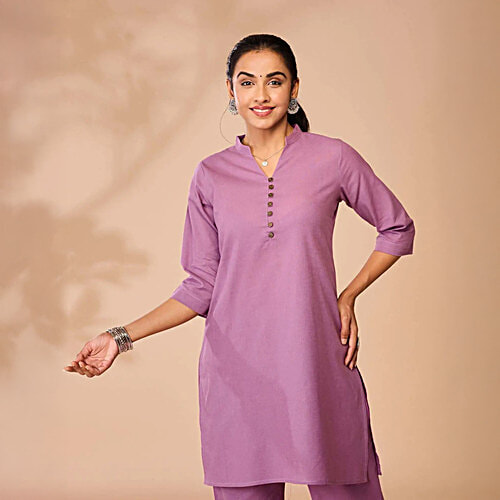 Daali Lavender Regular Fit Kurta, 1 Set (Size - XL)