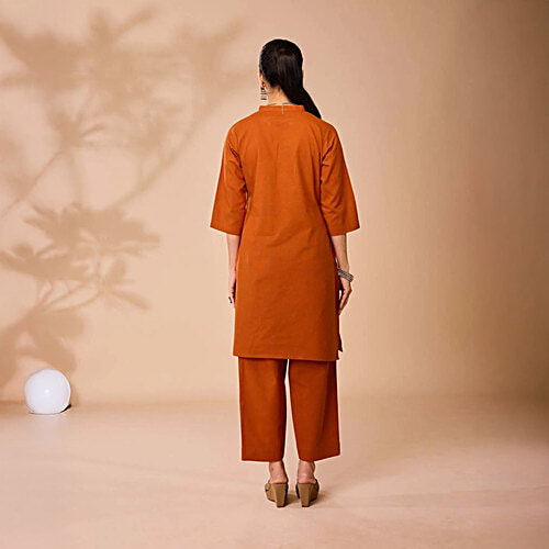 Daali Orange Regular Fit Kurta, 1 Set (Size - XXL)