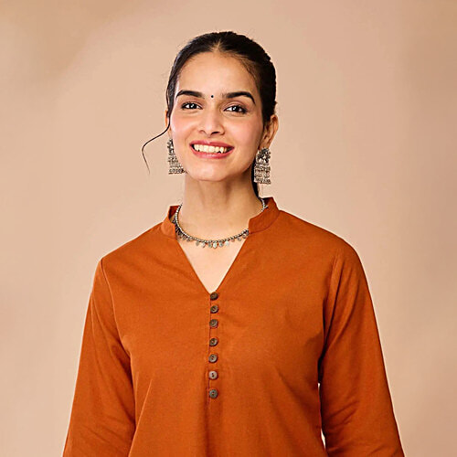 Daali Orange Regular Fit Kurta, 1 Set (Size - XXL)