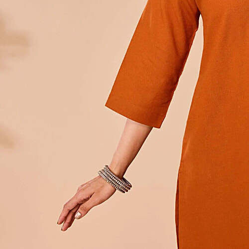 Daali Orange Regular Fit Kurta, 1 Set (Size - XXL)