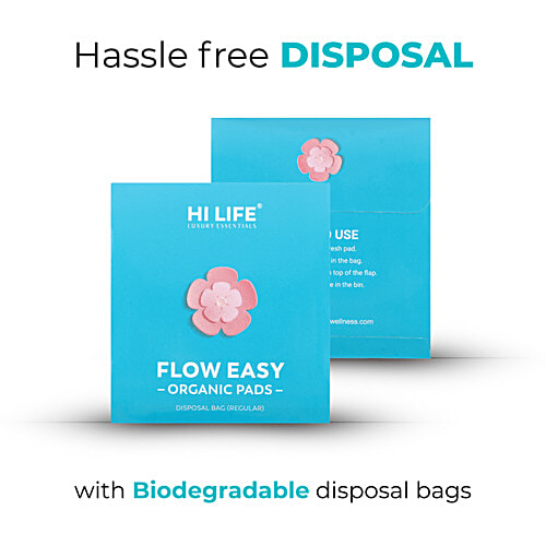 Hi Life Flow Easy Organic Sanitary Pads, 15 pcs With Honeycomb LeakLock