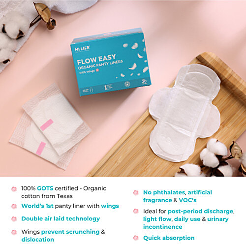 Hi Life Flow Easy Organic Panty Liners With Wings, 50 pcs  