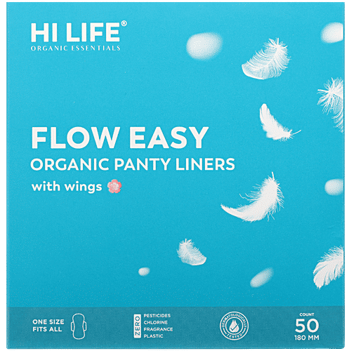 Hi Life Flow Easy Organic Panty Liners With Wings, 50 pcs  