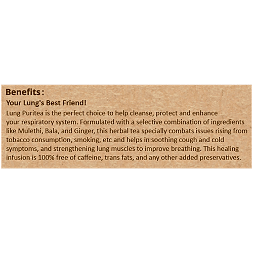 herbea Vishuddhi Bala & Mulethi Lung Puritea, 15 g (10 Bags x 1.5 g each)