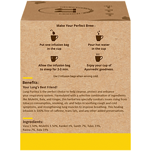 herbea Vishuddhi Bala & Mulethi Lung Puritea, 15 g (10 Bags x 1.5 g each)