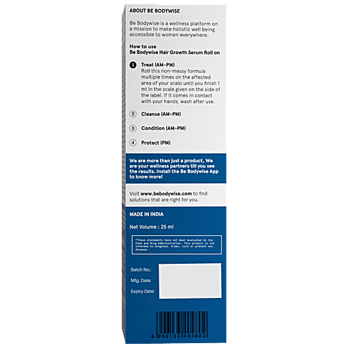 Be Bodywise Hair Growth Serum Roll-On, 25 ml  No Side Effects