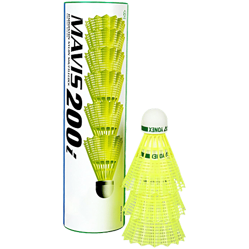 Yonex Mavis 200I Nylon Shuttle Cock -Yellow, 6 pcs  