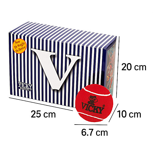 Vicky Heavy Weight Rubber Cricket Ball - Red, 6 pcs High Bounce