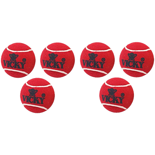 Vicky Heavy Weight Rubber Cricket Ball - Red, 6 pcs High Bounce