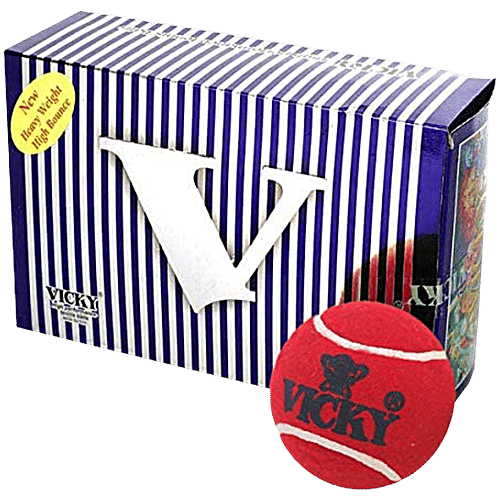 Vicky Heavy Weight Rubber Cricket Ball - Red, 6 pcs High Bounce