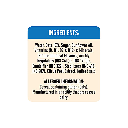 Only Earth Vanilla Oats Shake, 1 L Source of Calcium, Vitamin D/B1/B2/B12, No Added Preservatives, Plant Based Goodness