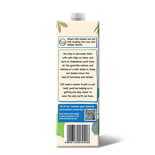 Only Earth Vanilla Oats Shake, 1 L Source of Calcium, Vitamin D/B1/B2/B12, No Added Preservatives, Plant Based Goodness