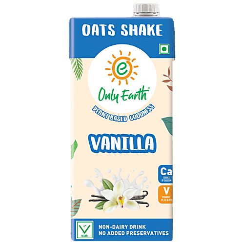 Only Earth Vanilla Oats Shake, 1 L Source of Calcium, Vitamin D/B1/B2/B12, No Added Preservatives, Plant Based Goodness