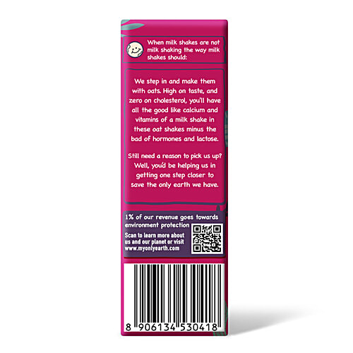 Only Earth Strawberry Oats Shake, 165 ml Source of Calcium, Vitamin D/B1/B2/B12, No Added Preservatives, Plant Based Goodness